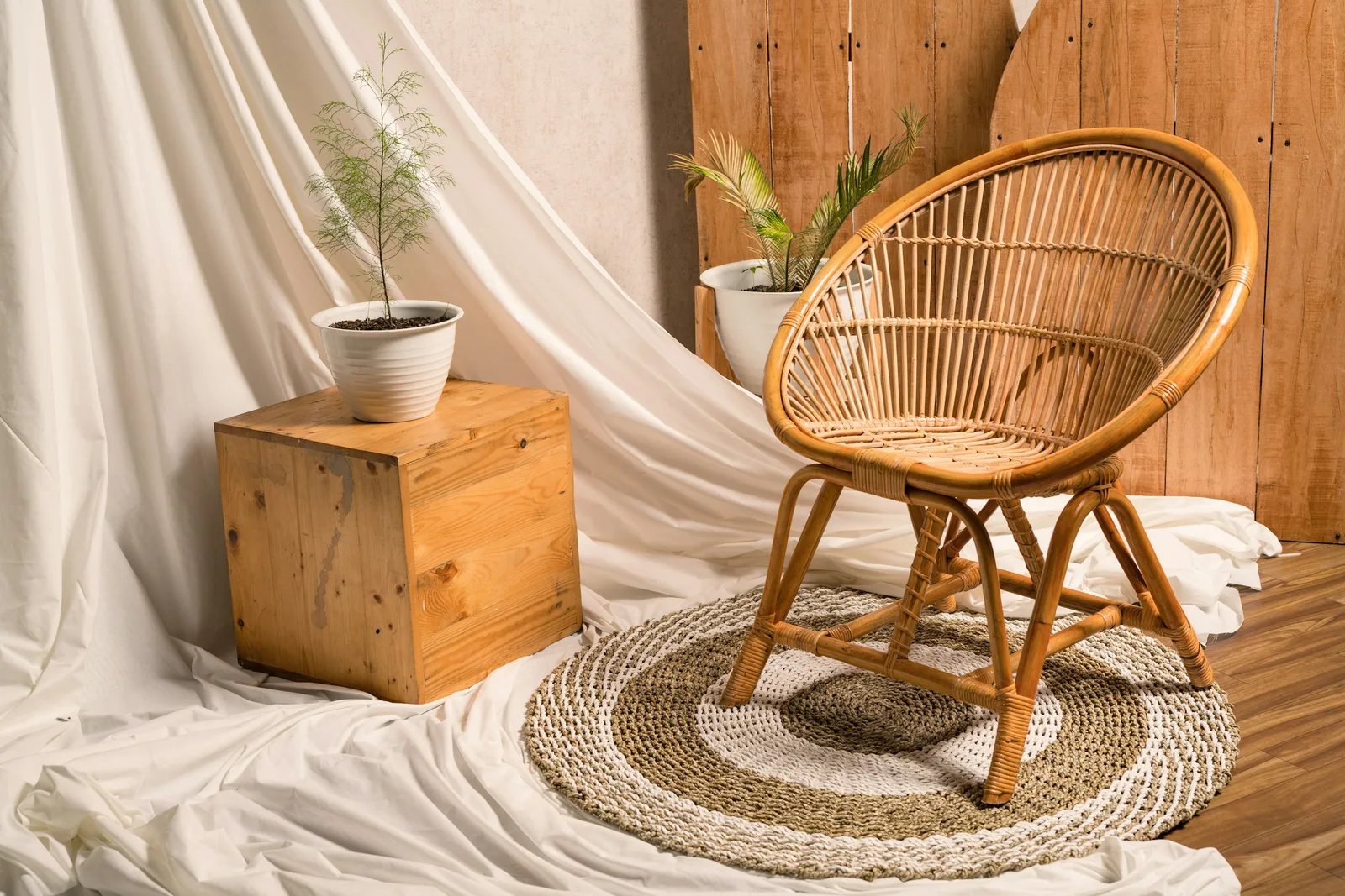 Teak and Cane Lounge Chair